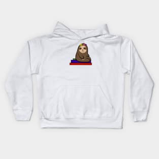 Sloth On Books Kids Hoodie